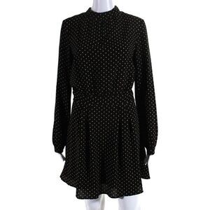 Bishop and Young Womens Long Sleeve High Neck A Line Dress Black Yellow Small